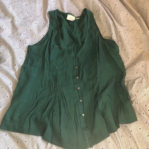 Emerald green button front blouse